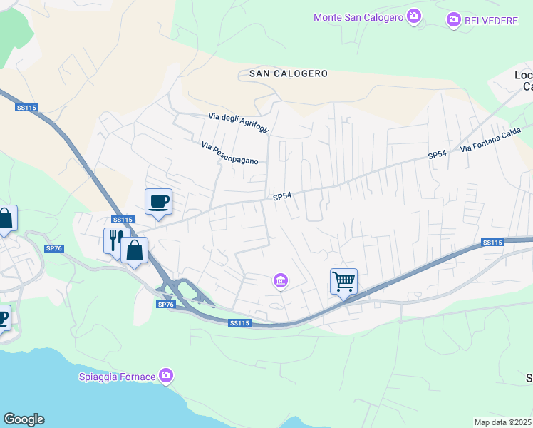 map of restaurants, bars, coffee shops, grocery stores, and more near 2 Via delle Sequoie in Sciacca