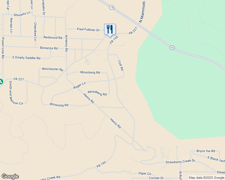 map of restaurants, bars, coffee shops, grocery stores, and more near 1460 East South Mossberg Road in Duck Creek Village