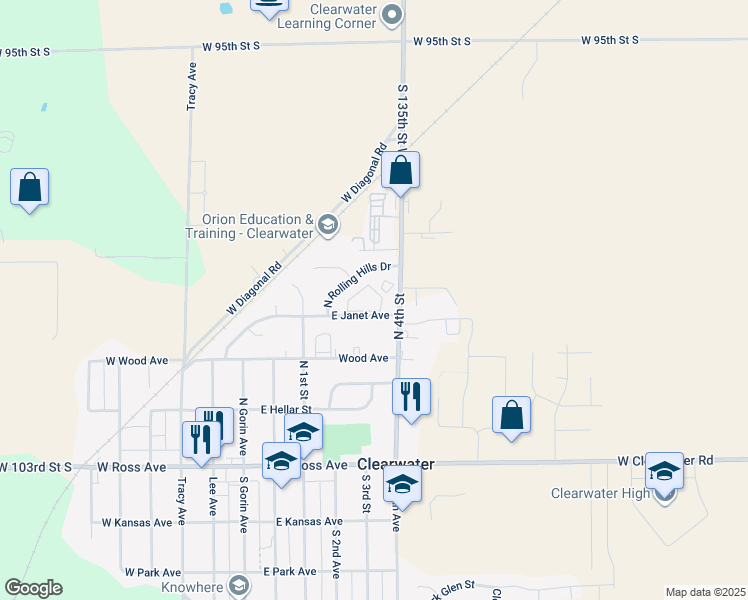 map of restaurants, bars, coffee shops, grocery stores, and more near 700 East Janet Avenue in Clearwater