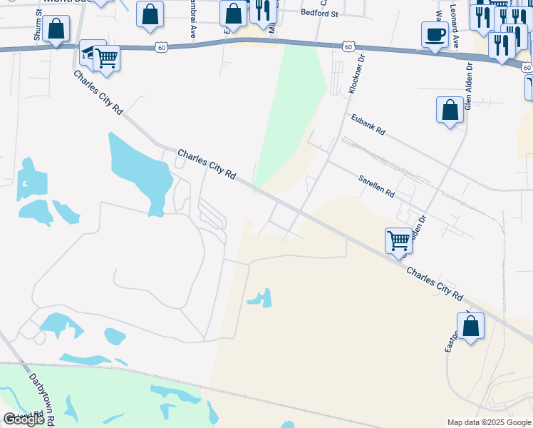 map of restaurants, bars, coffee shops, grocery stores, and more near 5705 Brighton Road in Richmond