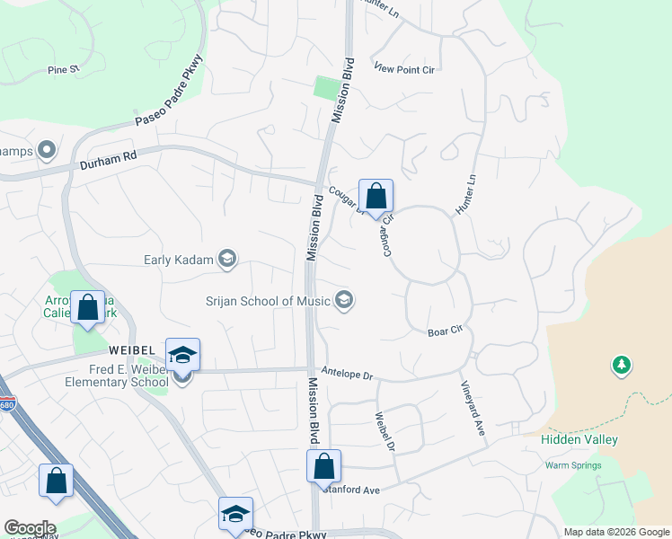 map of restaurants, bars, coffee shops, grocery stores, and more near 159 Racoon Court in Fremont