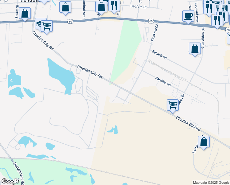 map of restaurants, bars, coffee shops, grocery stores, and more near 5705 Brighton Road in Richmond
