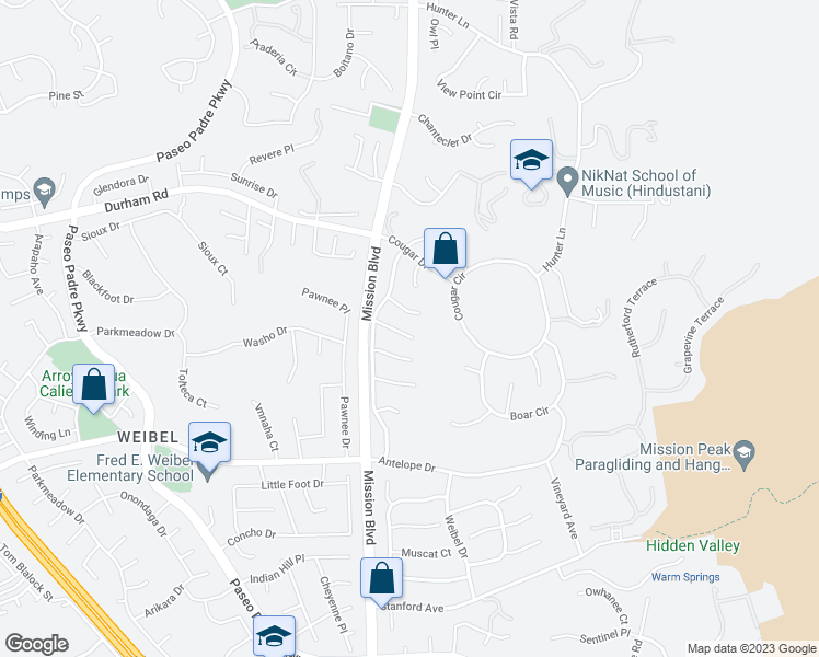 map of restaurants, bars, coffee shops, grocery stores, and more near 159 Racoon Court in Fremont