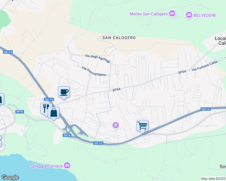 map of restaurants, bars, coffee shops, grocery stores, and more near 2 Via delle Sequoie in Sciacca