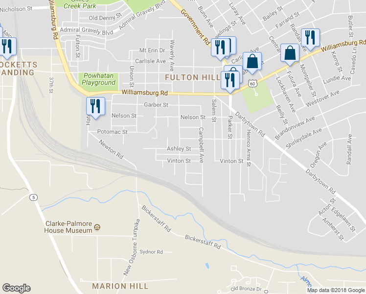 map of restaurants, bars, coffee shops, grocery stores, and more near 5308 Waverly Avenue in Richmond