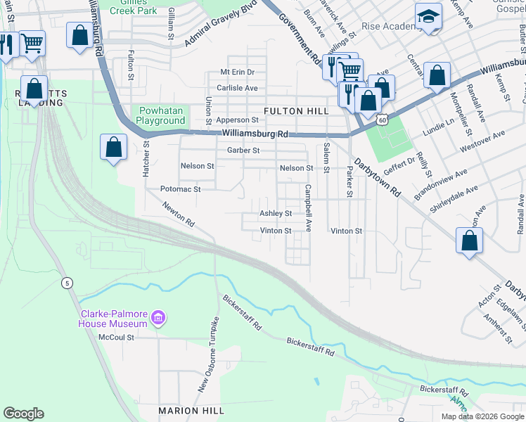 map of restaurants, bars, coffee shops, grocery stores, and more near 5403 Waverly Avenue in Richmond