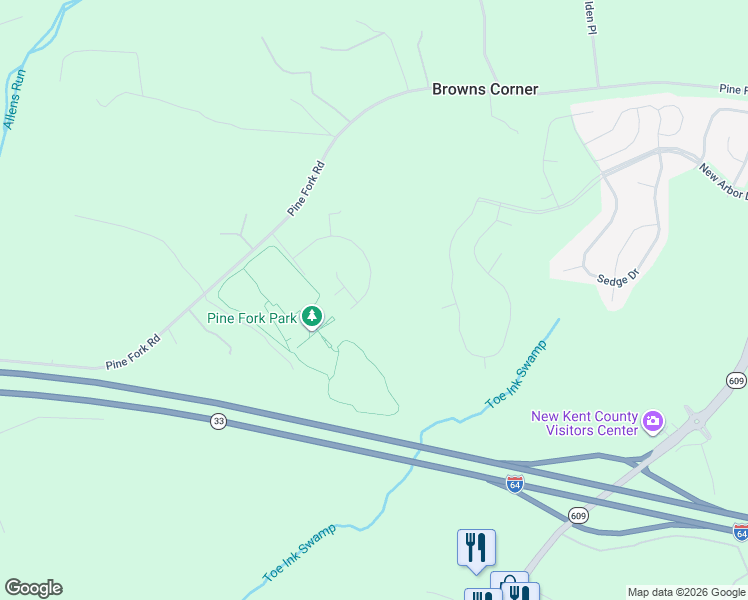 map of restaurants, bars, coffee shops, grocery stores, and more near 6681 pine straw Ln in Quinton
