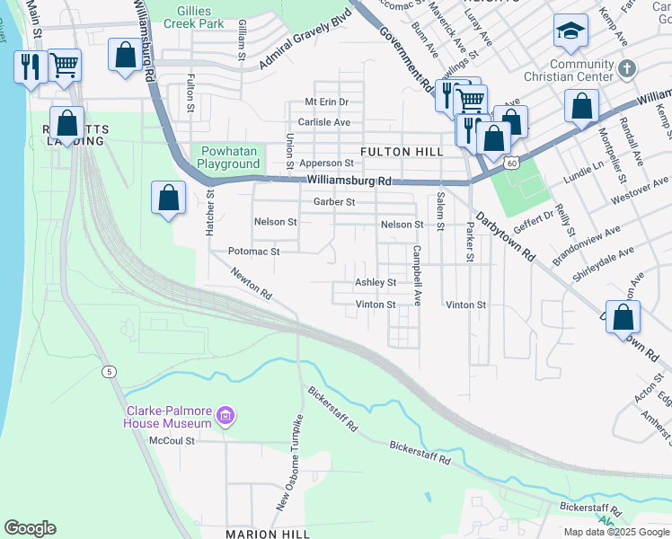 map of restaurants, bars, coffee shops, grocery stores, and more near 1257 Nelson Street in Richmond