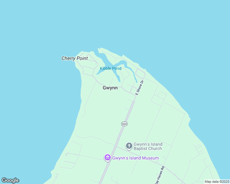 map of restaurants, bars, coffee shops, grocery stores, and more near 647 Cherry Point Road in Gwynn