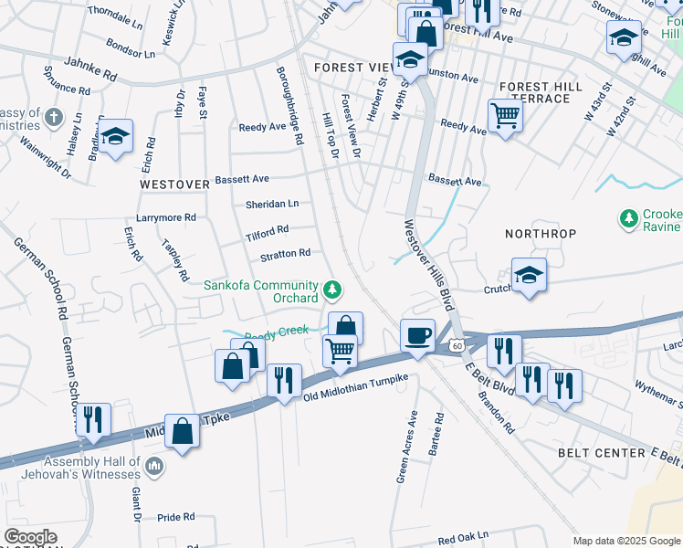 map of restaurants, bars, coffee shops, grocery stores, and more near 407 Boroughbridge Rd in Richmond