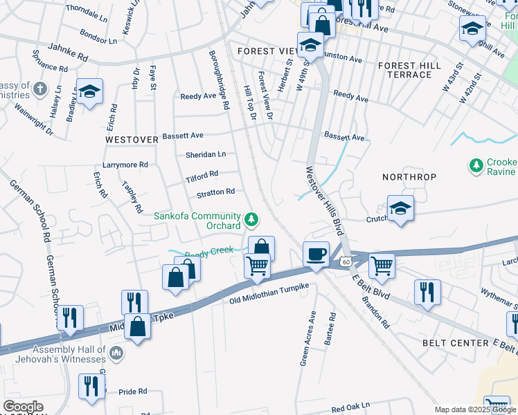 map of restaurants, bars, coffee shops, grocery stores, and more near 407 Boroughbridge Rd in Richmond