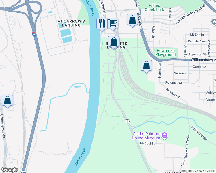 map of restaurants, bars, coffee shops, grocery stores, and more near 25 Shiplock Row in Henrico