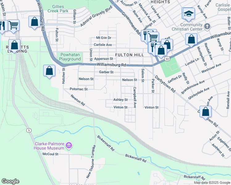 map of restaurants, bars, coffee shops, grocery stores, and more near 5222 Euclid Avenue in Richmond