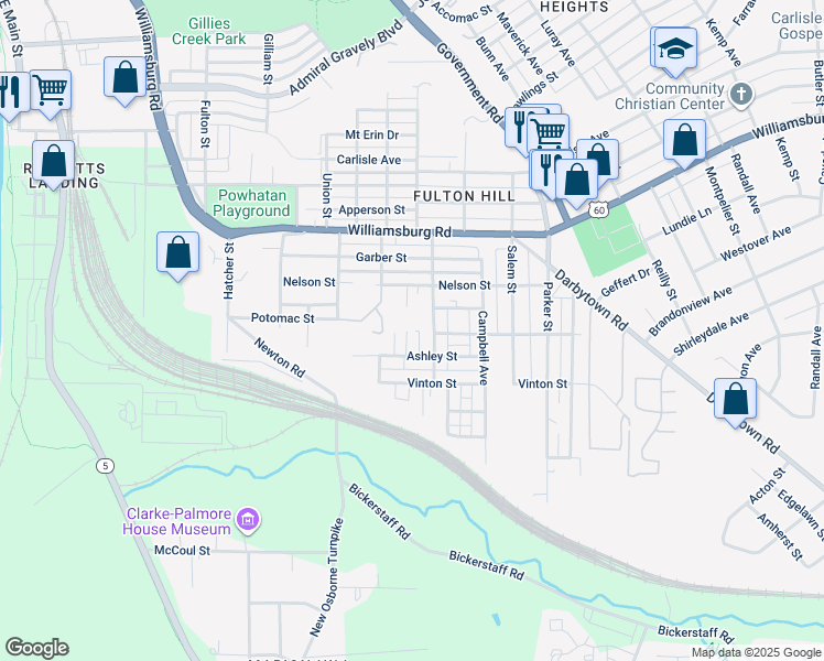 map of restaurants, bars, coffee shops, grocery stores, and more near 5222 Euclid Avenue in Richmond
