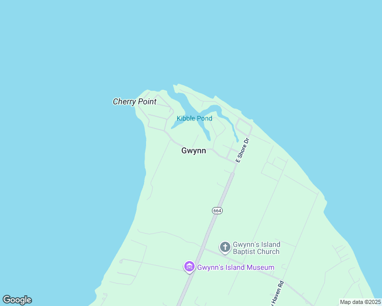 map of restaurants, bars, coffee shops, grocery stores, and more near 647 Cherry Point Road in Gwynn