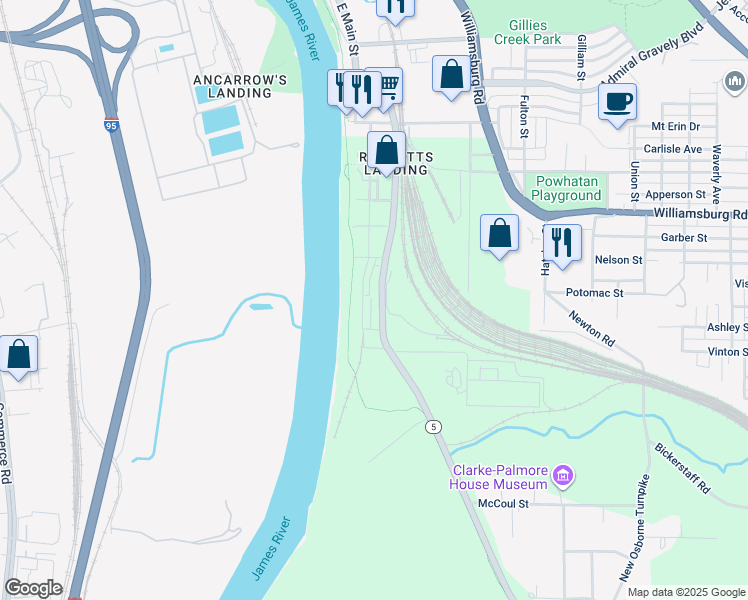 map of restaurants, bars, coffee shops, grocery stores, and more near 25 Shiplock Row in Henrico