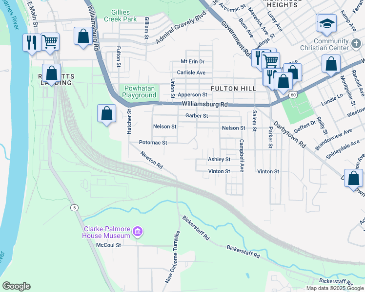 map of restaurants, bars, coffee shops, grocery stores, and more near 1229 Nelson Street in Richmond