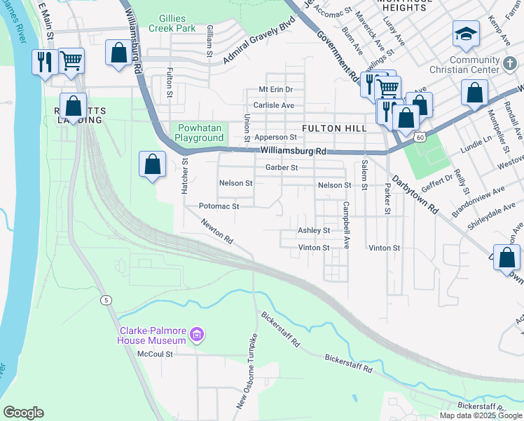 map of restaurants, bars, coffee shops, grocery stores, and more near 5211 Scott Street in Richmond