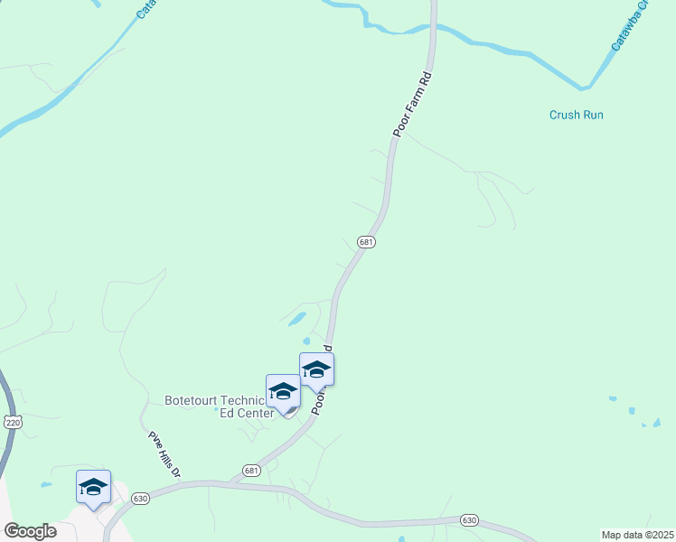 map of restaurants, bars, coffee shops, grocery stores, and more near 749 Poor Farm Road in Fincastle