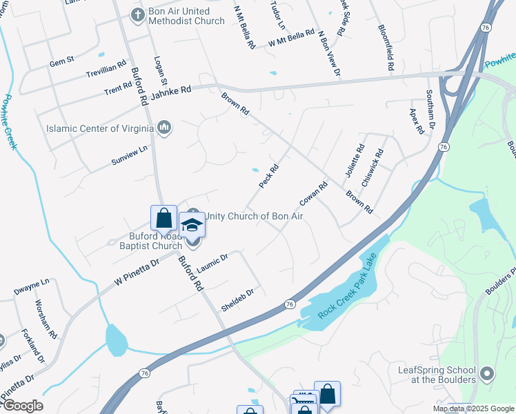 map of restaurants, bars, coffee shops, grocery stores, and more near 1013 Peck Road in Richmond