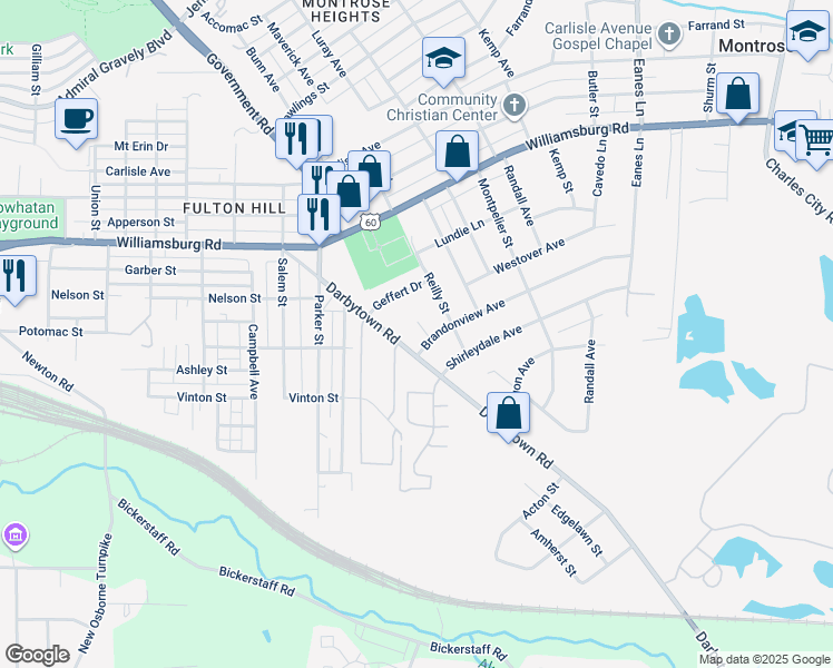 map of restaurants, bars, coffee shops, grocery stores, and more near 5206 Art Avenue in Richmond