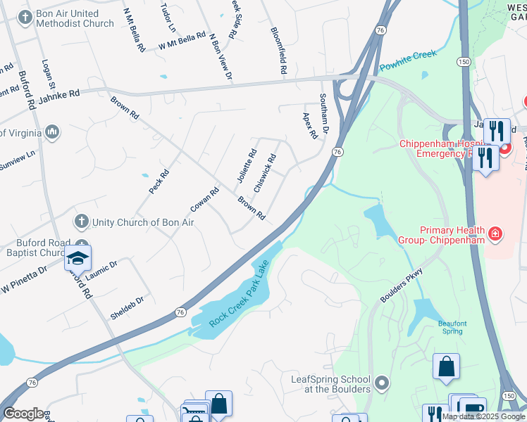 map of restaurants, bars, coffee shops, grocery stores, and more near 900 Southam Drive in Richmond