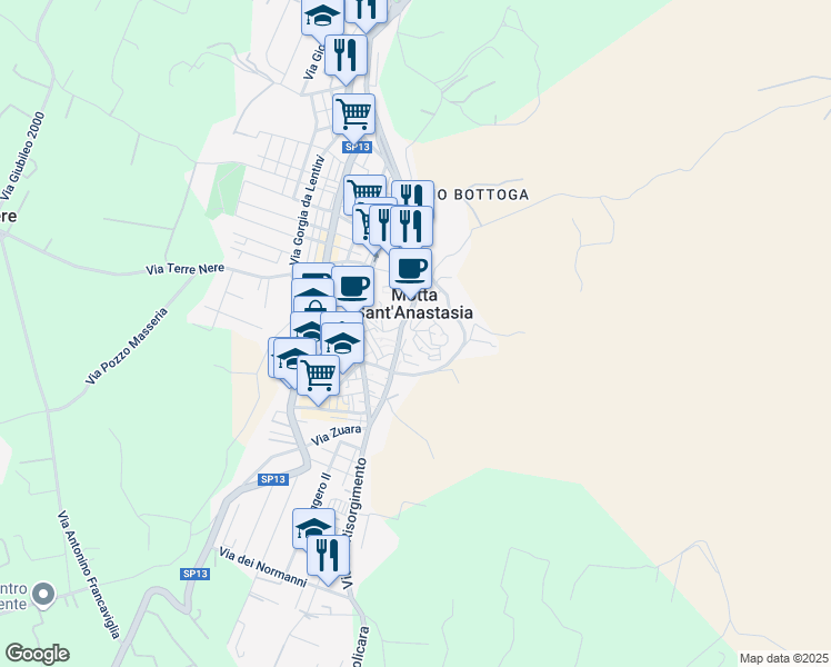map of restaurants, bars, coffee shops, grocery stores, and more near 2 Via Immacolata in Motta Sant'Anastasia