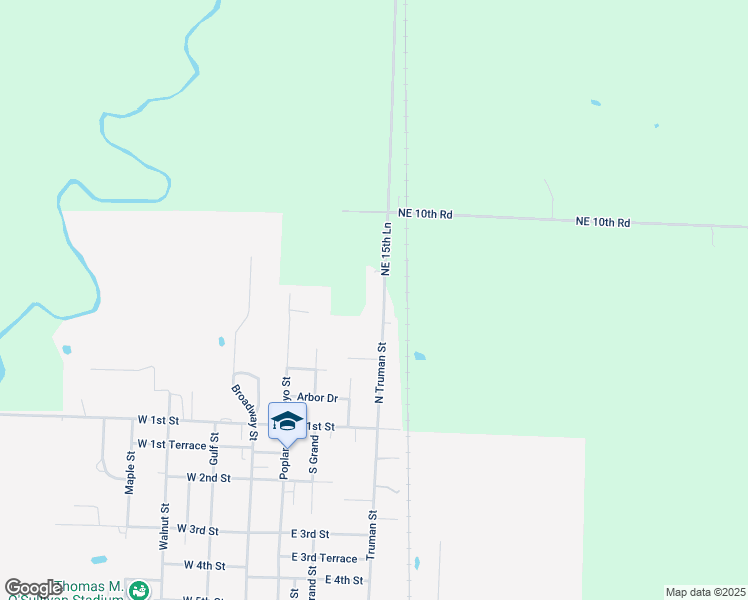 map of restaurants, bars, coffee shops, grocery stores, and more near 11-41 Northeast 15th Lane in Lamar