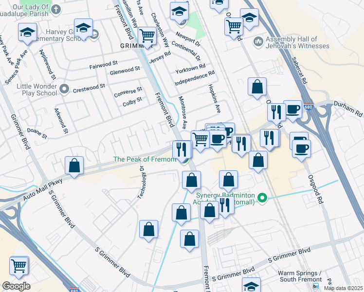 Fremont Blvd Auto Mall Pkwy Ca Walk Score Map Of Restaurants Bars Coffee S Grocery Ore Near Fremont