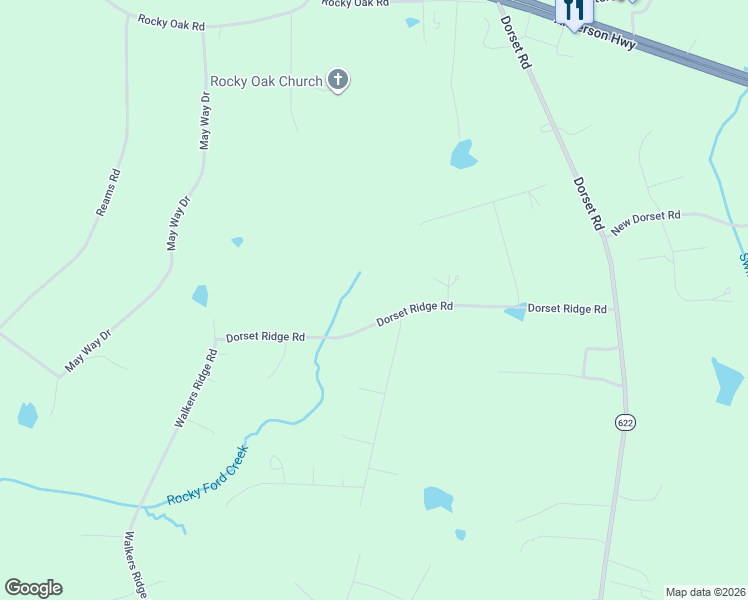 map of restaurants, bars, coffee shops, grocery stores, and more near 2710 Dorset Ridge Road in Powhatan