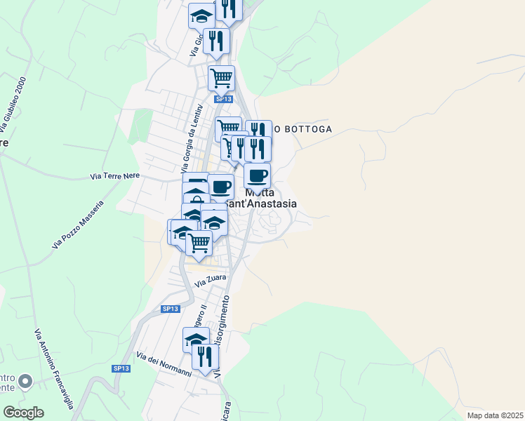 map of restaurants, bars, coffee shops, grocery stores, and more near 2 Via Immacolata in Motta Sant'Anastasia