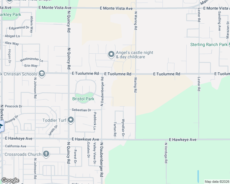 map of restaurants, bars, coffee shops, grocery stores, and more near 2835 Castleview Drive in Turlock