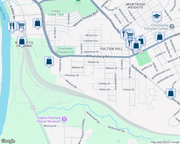map of restaurants, bars, coffee shops, grocery stores, and more near 5211 Scott Street in Richmond