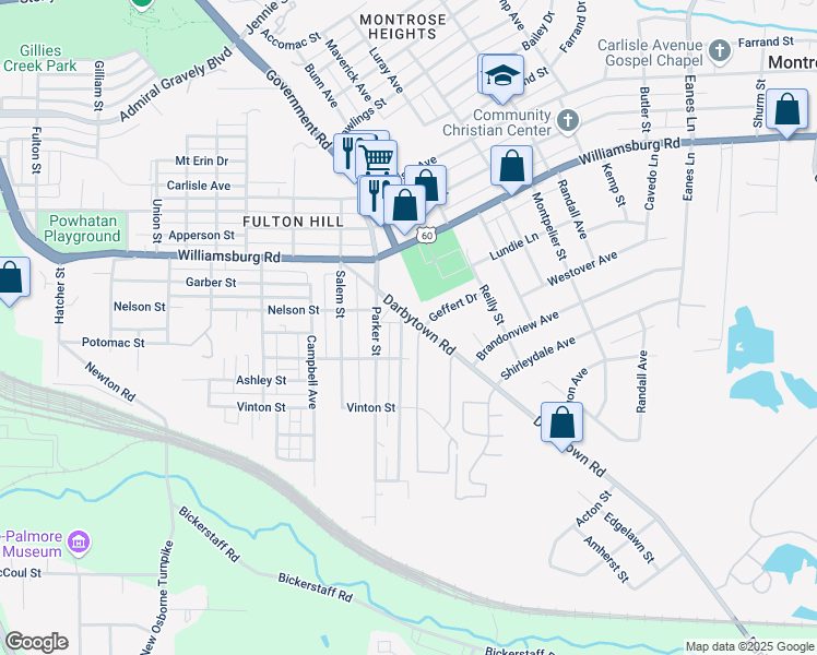map of restaurants, bars, coffee shops, grocery stores, and more near 5203 Blueridge Avenue in Richmond