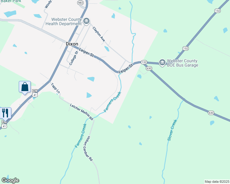 map of restaurants, bars, coffee shops, grocery stores, and more near Railroad Street in Dixon