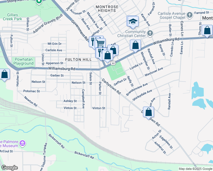map of restaurants, bars, coffee shops, grocery stores, and more near 5218 Blueridge Avenue in Richmond