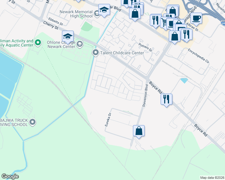 map of restaurants, bars, coffee shops, grocery stores, and more near 6773 Brush Rabbit Avenue in Newark