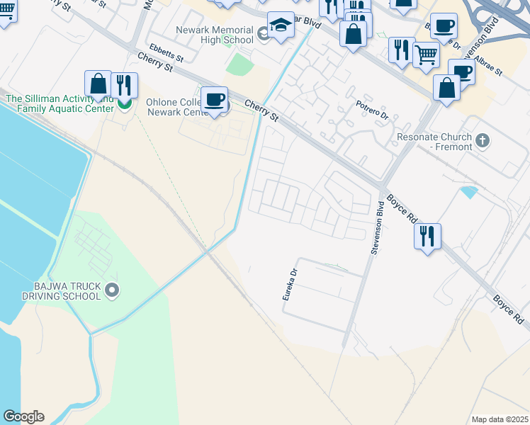 map of restaurants, bars, coffee shops, grocery stores, and more near 6760 Grasshopper Avenue in Newark