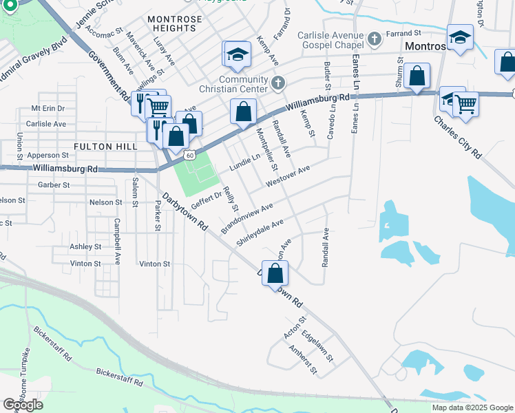 map of restaurants, bars, coffee shops, grocery stores, and more near 5217 Lockhaven Avenue in Henrico