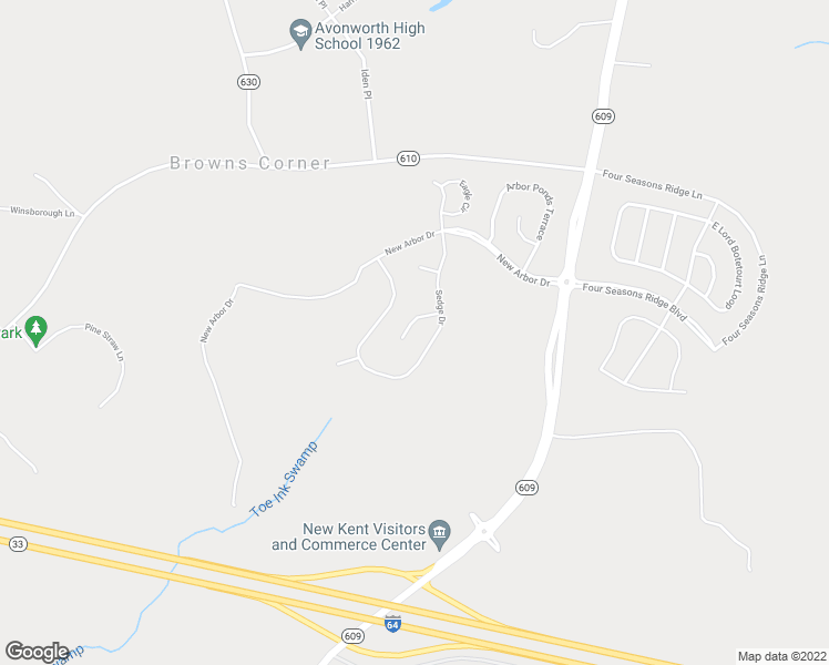 map of restaurants, bars, coffee shops, grocery stores, and more near 7181 Cress Terrace in Quinton