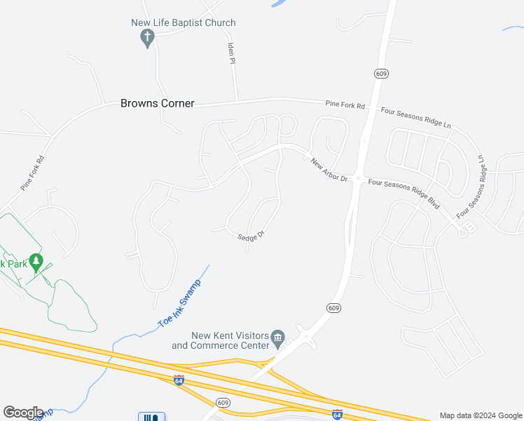 map of restaurants, bars, coffee shops, grocery stores, and more near 7181 Cress Terrace in Quinton