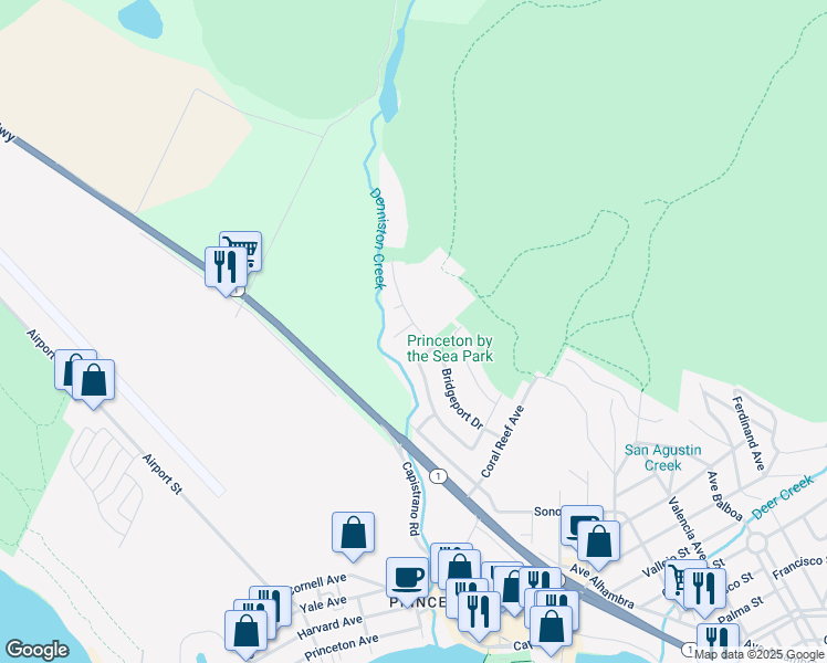 map of restaurants, bars, coffee shops, grocery stores, and more near 310 Bridgeport Drive in Half Moon Bay