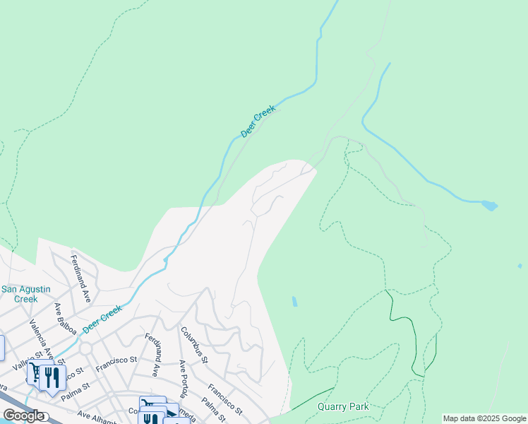 map of restaurants, bars, coffee shops, grocery stores, and more near 107 Dolphine Avenue in El Granada