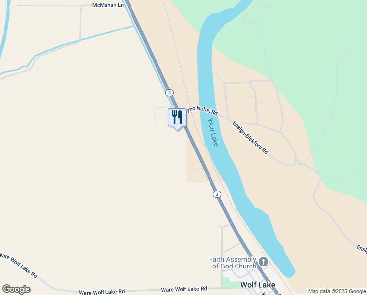 map of restaurants, bars, coffee shops, grocery stores, and more near 5495 Illinois 3 in Wolf Lake