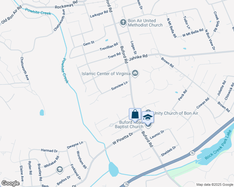 map of restaurants, bars, coffee shops, grocery stores, and more near 1214 Buford Road in Richmond