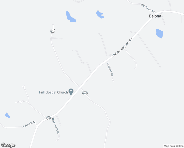 map of restaurants, bars, coffee shops, grocery stores, and more near Old Buckingham Road in Powhatan