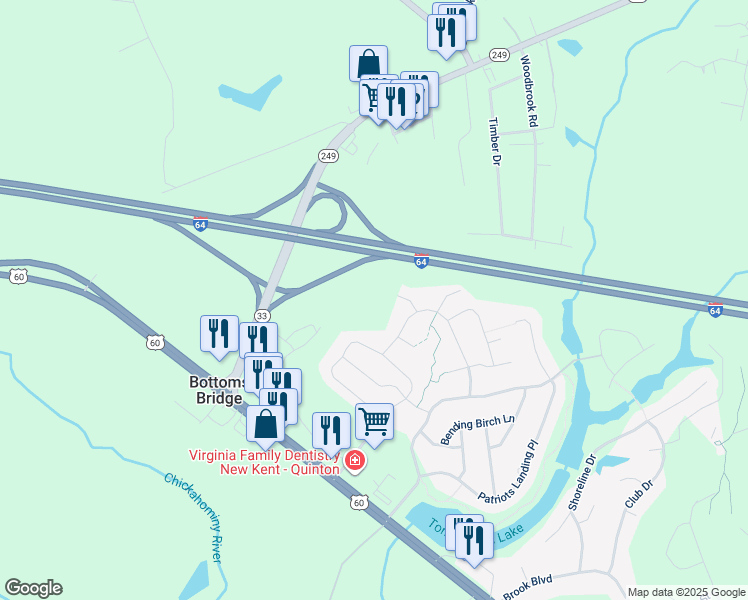 map of restaurants, bars, coffee shops, grocery stores, and more near 2653 Kings Cross Quay in Quinton