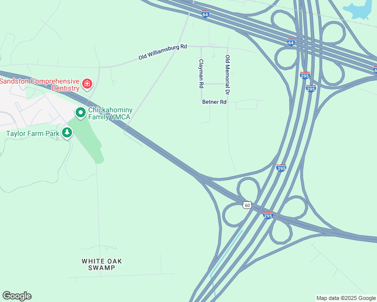 map of restaurants, bars, coffee shops, grocery stores, and more near 2255 Palm Court in Sandston