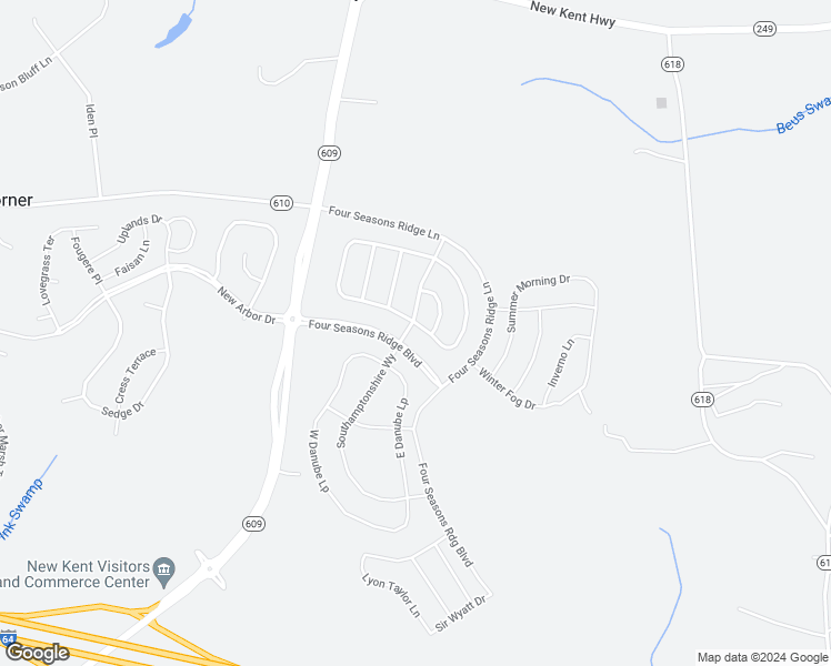 map of restaurants, bars, coffee shops, grocery stores, and more near 8378 East Lord Botetourt Loop in New Kent