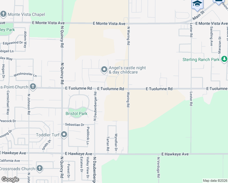 map of restaurants, bars, coffee shops, grocery stores, and more near 2930 E Tuolumne Rd in Turlock